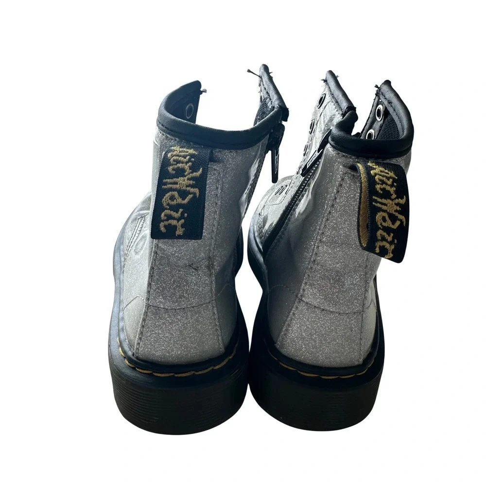 Dr. Martens 1460 Glitter J Silver Sparkle Combat Boots Kids US 12 AW004